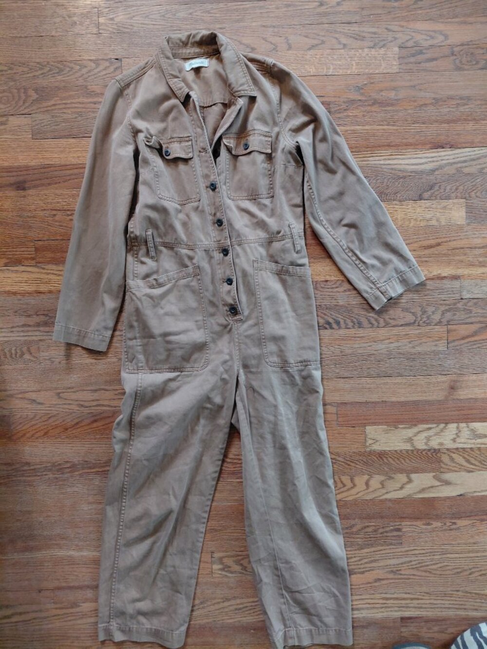 Madewell Camel Utility Coverall 100% Cotton Jumpsuit Flightsuit Sz M Like New